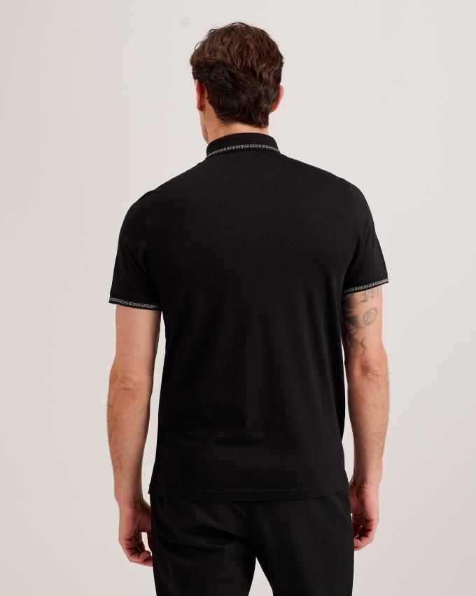 Polo Ted Baker Polo With Striped Details Noir Homme | OLL-12775137